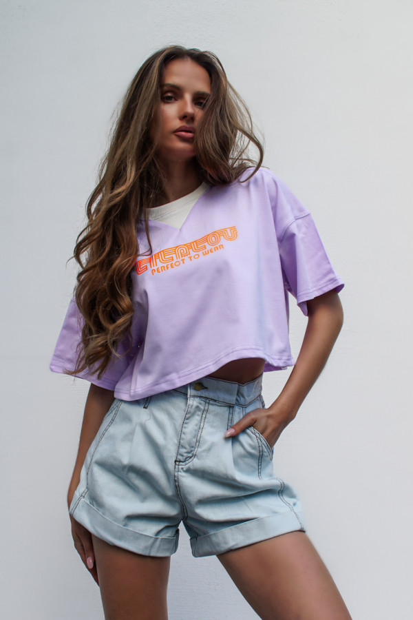 T-shirt COOL GIRL krótki lila