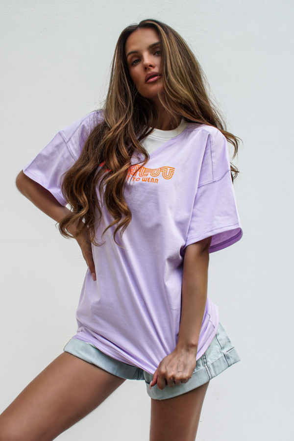 T-shirt COOL GIRL długi lila