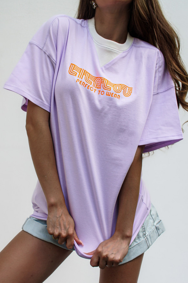 T-shirt COOL GIRL długi lila 2