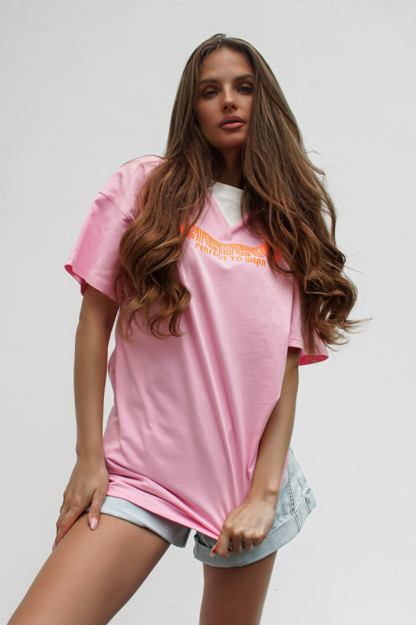 T-shirt COOL GIRL długi pink