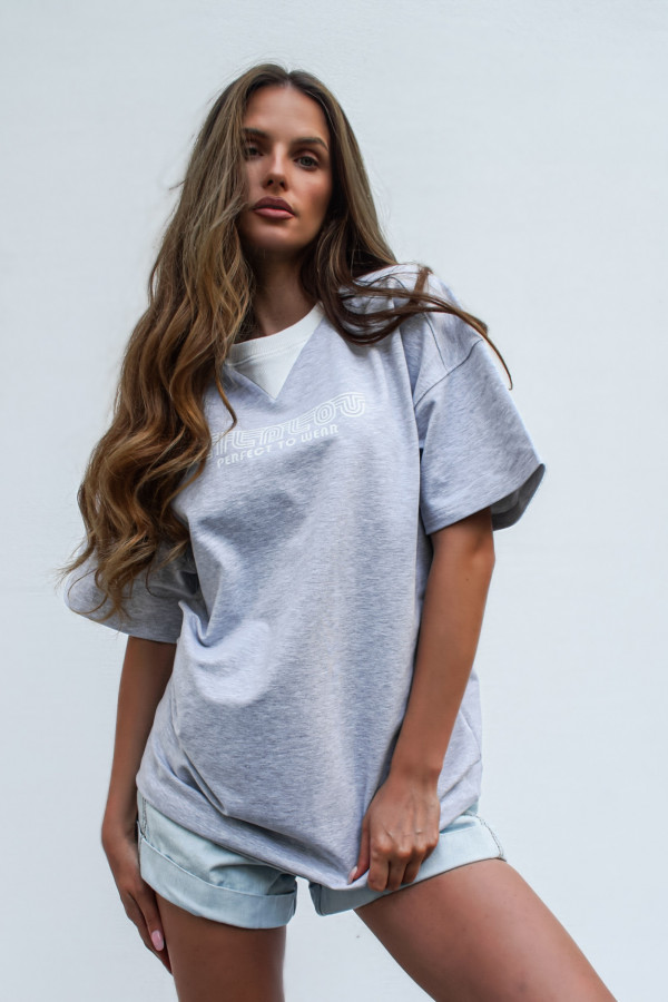 T-shirt COOL GIRL długi grey